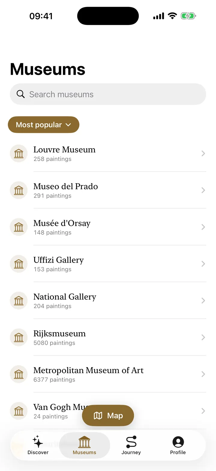 Every museum, every painting — organized.